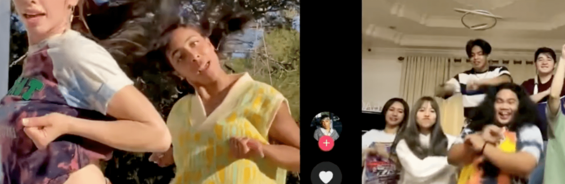 Deux captures d'écran de l'application Tiktok, où des personnes dansent